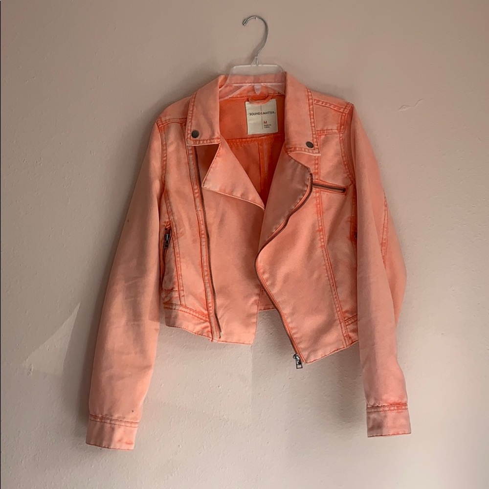Dyed light orange denim jacket